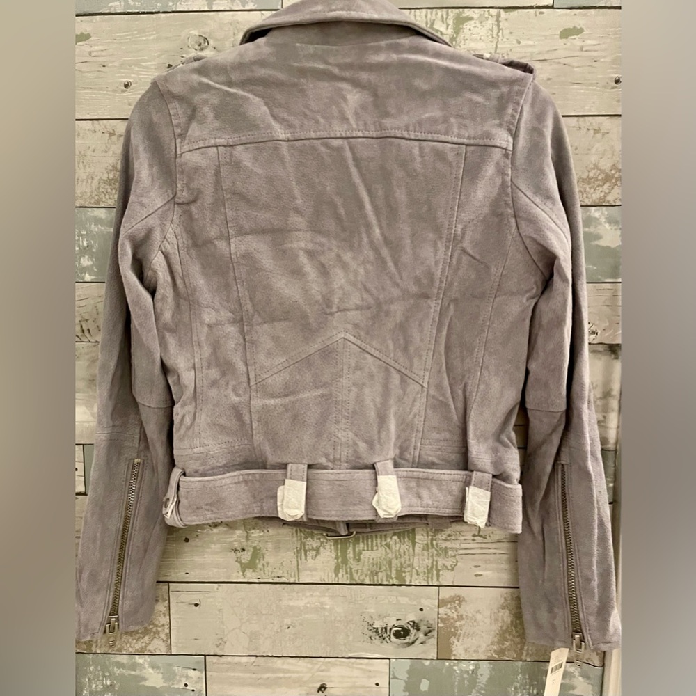 Anthropology BlankNYC Silver/Gray NWT Lined Suede Leather Small Moto Jacket - Picture 9 of 16